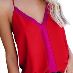 Red with pink trim tank